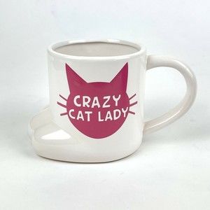 Bigmouth Inc Crazy Cat Lady Large 3D Mug Cup Tea Coffee Paw Shaped Pink Gift
